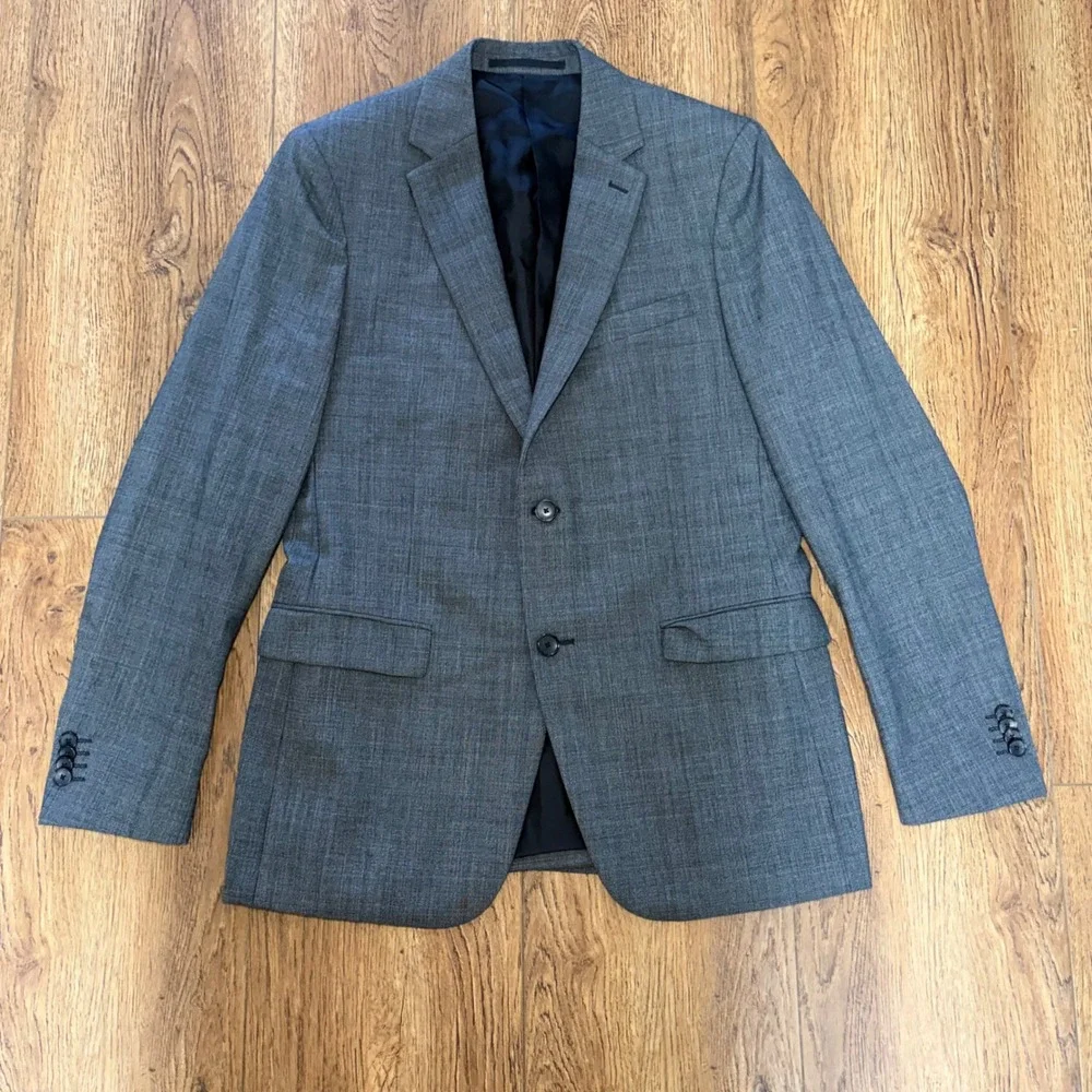 Theory‎ Wellar Charde Mens 42R Gray Glen Plaid Wool 2-Button Blazer Sport Coat